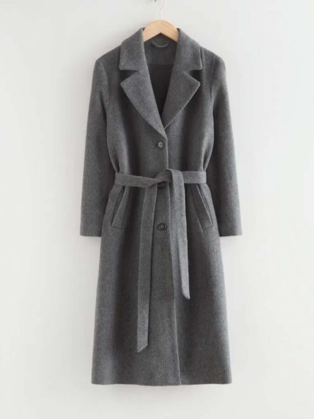 & OTHER STORIES Relaxed Alpaca Blend Coat Wool Belted Trench Long Gray $249.00 - Picture 4 of 16